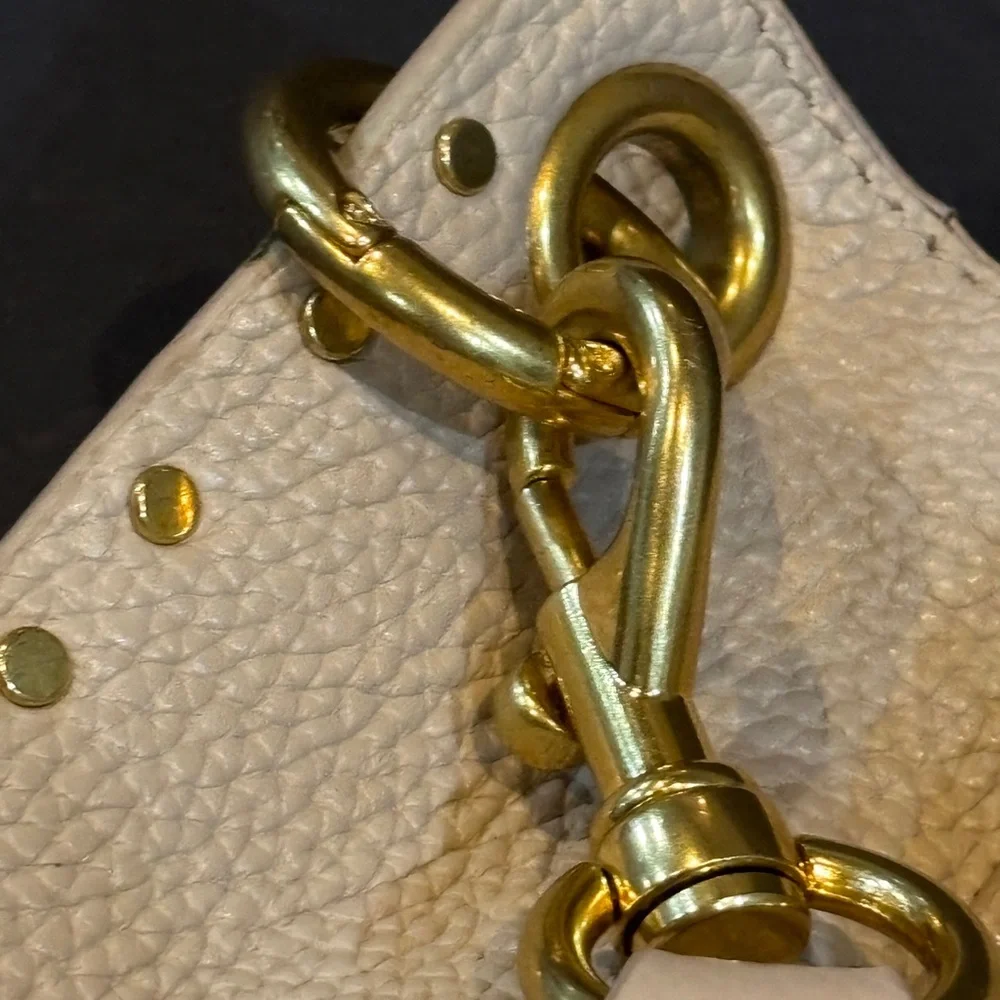 Rebecca Minkoff Darren Leather Shoulder Bag Pebbled Leather Cream Gold Hardware - Picture 12 of 13